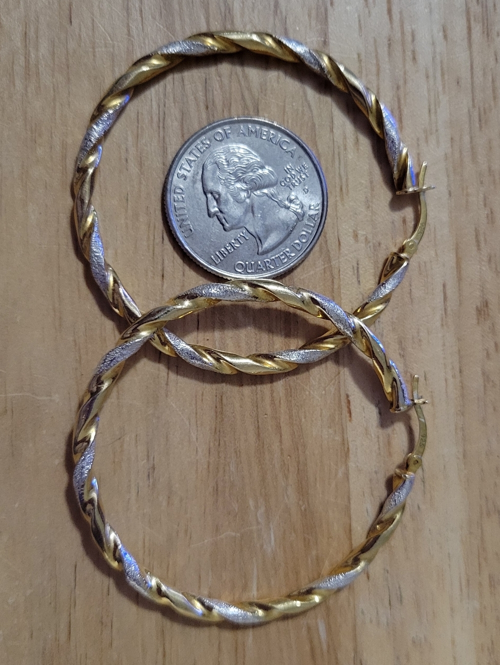 Gorgeous Two-Tone Sterling Silver Hoop Earrings